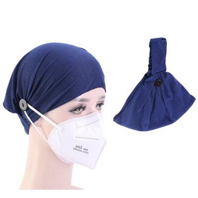 China European and American style women's mask headband button headband anti-running scarf nurse protective hat for sale