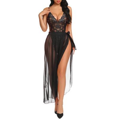 China Women's Sexy Lingerie Sexy Lingerie Underwear Set Mosaic Lace Two-Piece Jumpsuit Lace Teddy Lingerie Deep V Teddy Mesh Skirt for sale