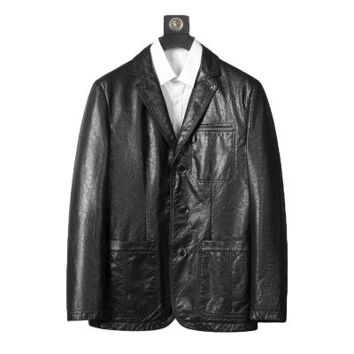 China QUICK DRY Autumn Winter 2023 Fashion Men's real Leather Blazer Jacket luxury leather trench coat Jackets For Men for sale