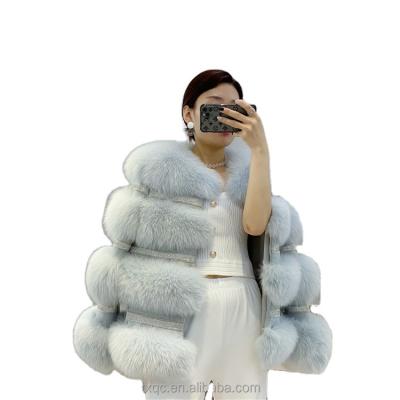 China Anti-wrinkle Top Sale Vintage Design Popular Winter leather Real fox Fur Coat luxury For Women for sale