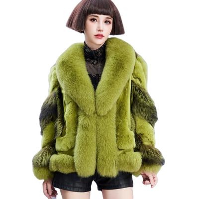 China Anti-wrinkle 2023 warm Women's Winter Real Fox Fur Colla Jacket Skin Coat for ladies for sale