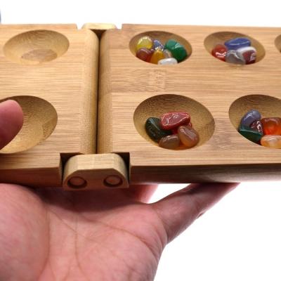 China Playing WOODNB Folding Wooden Mancala Game Set With Multi Color Stones, Mancala Board Game For Home Games for sale