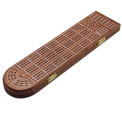 China WOODNB wooden wooden cribbage board game set 3 lanes with metal pegs, cards for sale