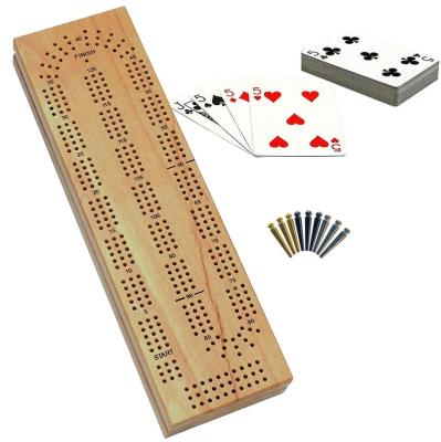 China WOODNB Wood Cabinet Cribbage Set 3 Way Solid Wood Continuous Panel with Easy Grip Pegs, for sale