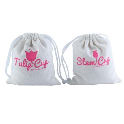 China Recyclable Custom LOGO Branded Cotton Dust Bags With Rope For Hats Clothing Hair Canvas Packing Gift White Drawstring Pouch for sale