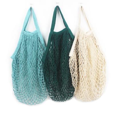 China Wholesale Reusable Handled Cotton Net Bag Mesh Tote Bag For Shopping for sale