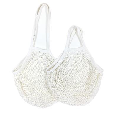 China Multifunctional White Mesh Handled Netted Bags Wholesale Cotton Fruit Packaging Bags for sale