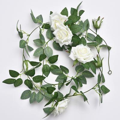 China Europe Rose Vine Flowers 2m White Artificial Hanging Durable Arch for Hotel Office Wedding Party Garden Craft Wall Home Decor for sale