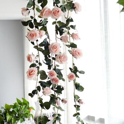 China Europe Rose Vine Flowers 1.8m Artificial Hanging Flower Garland For Home Hotel Office Wedding Party Garden Craft Wall Decor for sale