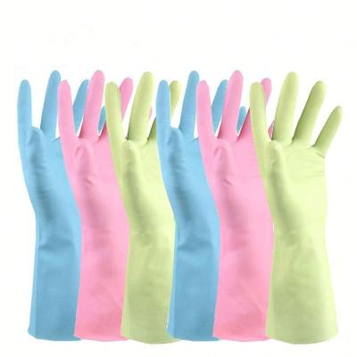 China Durable Cheap Pratical Dishwashing Gloves Waterproof Rubber Kitchen Housework Colorful Fancy Cleaning Glove for sale