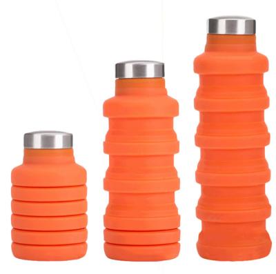 China New Sustainable Silicone Water Bottle With Collapsible Lid Silicone Sports Bottle for sale