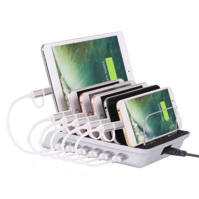 China Super Left Mobile Phone 6 USB Charging Station 10.2A Fast Charger For Tablet Mobile Phone USB Charger Dock Multi Station for sale