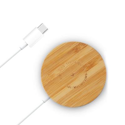 China Eco-Friendly Mobile Phone 15W Bamboo Wireless Charger Charging Station Smart Wooden Bamboo Wireless Charger for sale