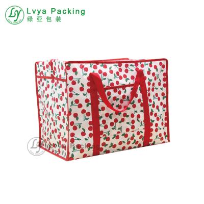 China Fashion handled high quality advanced with zipper pocket bopp laminated bag recycled pp woven bag for quilt packaging for sale