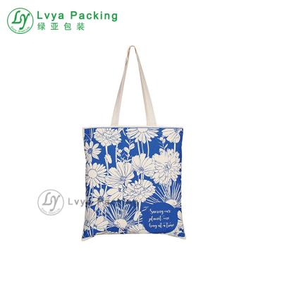 China 100% Natural Printed Calico Canvas Shopping Tote Cotton Handled Bag for sale