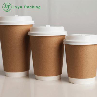 China Recycled Materials Packaging Paper Coffee Cups With Single Wall Lid Take Away Kraft Paper Cup for sale