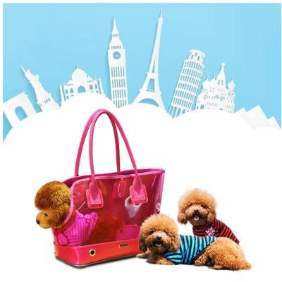 China Wholesale 2 Sizes Outdoor Waterproof Clear PVC Pet Carrier Water Resistant Pet Carrier Packing Bag Dog Cat Carrier Travel Portable Pet Bag for sale