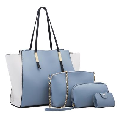 China 2021 PU Trend Logo Big Four Piece Custom Women Luxury Color Set Leather Purse Customer Bag 4 in 1 Bag Set Handbag Sets Wholesale for sale