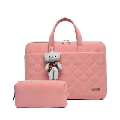 China New-fashion decoration business style wholesale high quality cub bear velvet laptop bag for sale