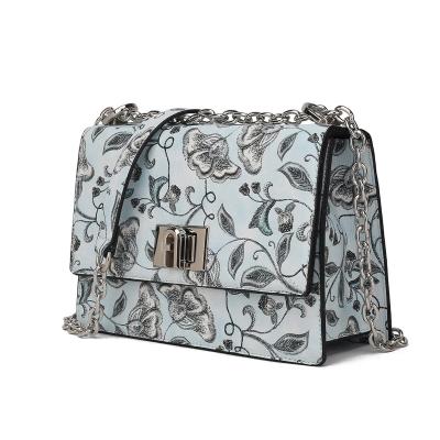 China Light Blue Leaf Women's Polyester Flower Messenger Bag Elegant All-match Shoulder Bag for sale