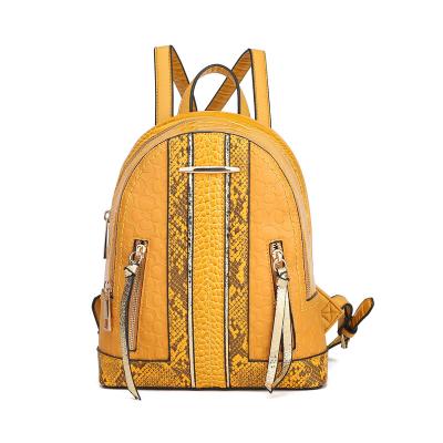 China The other yellow PU multi-function shoulder large capacity printing new arrival simple portable snake backpack for sale