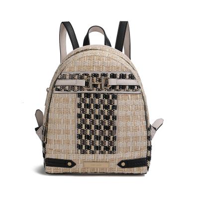 China Lightweight Backpack Minimalist Weave Fashion Others PU Plaid Backpack Women for sale