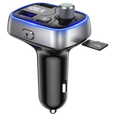 China Built-in Microphone BT 5.0 Car MP3 Player FM Transmitter with Display Voltage, USB Charger, Handsfree Car Kit Read Microsd U-disk for sale