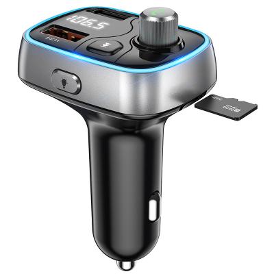 China Built-in Blue QC 3.0 Charger Hd Digital Display MP3 Player Radio Microphone Tooth Car FM Transmitter Fast Hands Free Car Kits Adapter for sale