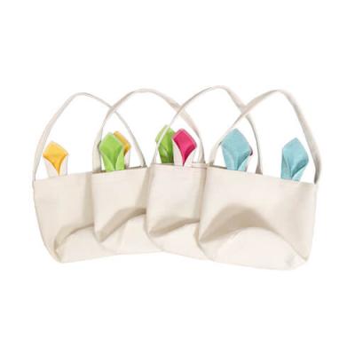 China Sublimation Rabbit Bunny Easter Basket Buckets Gift Egg Canvas Bag for sale