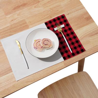 China Modern Heat Transfer Printing Logo Dual Layer Coffee Bar Dining Table Mat Sublimation Blanks China Buffalo Plaid Place Mat for sale