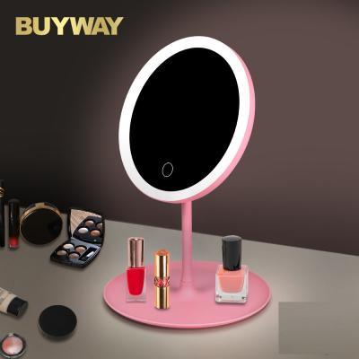 China 2020 Amazon Best Seller Dimmable Touch Sensor Beauty Breeze Lighted Oval Shape Make Up Led Mirror (White) for sale