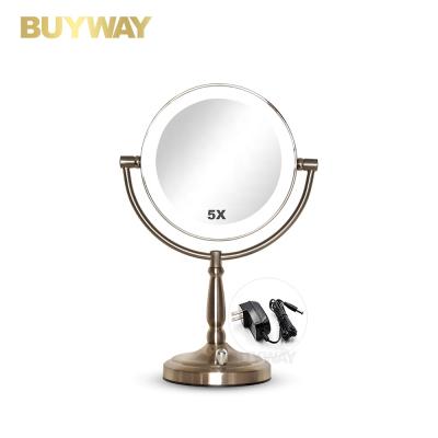 China 2021 1x 2x 3x 5x 7x 10x Round 1x 2x 3x 5x 7x 10x Round 1x 2x 3x 5x 7x 10x Battery Cable Custom Magnifying Enlarging Double Sided Makeup Desk Mirror With Light for sale