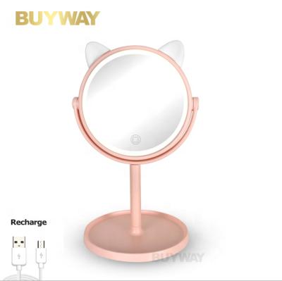 China Lighted Cosmetic Led Mirror Makeup OEM Vanity Lighted USB Rechargeable Table Top Make Up Mirror for sale