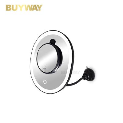 China Bathroom Mirrors Cosmetic Touch Screen Rheostat Light Luxury Oval Led Black for sale