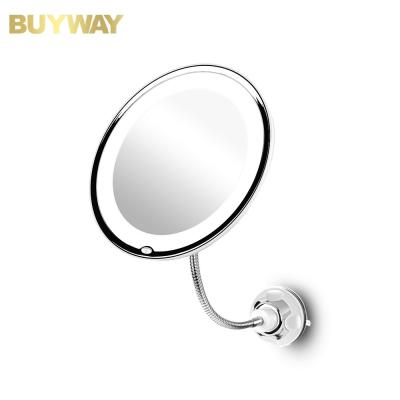 China Lighted Makeup Mirror 10X Magnifying Goose Adjustable Adjustable Flexible Neck Led Light Bathroom Vanity Mirror With Suction Cup 360 Degree To Rotate for sale