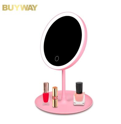 China Lighted Table Makeup Mirror With Lights Led Touch Screen Make Up LED Small Makeup Vanity Mrrior Battery&USB Operated for sale