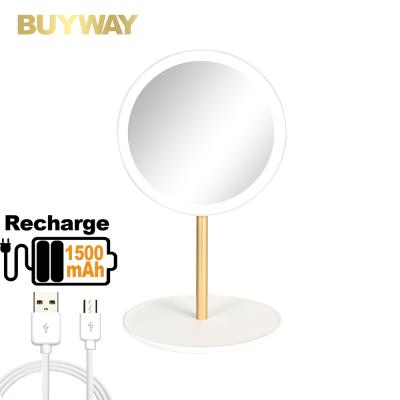 China Premium Single Sided Lighted Vanity Makeup Mirror with Natural White LED Lights for Bathroom or Bedroom with Rechargeable Battery for sale