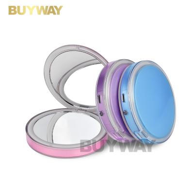 China 2021 Newest Lighted Sensitive Handheld Makeup Mirror Led Hand Mirror Pocket Cosmetic Portable Mirror for sale