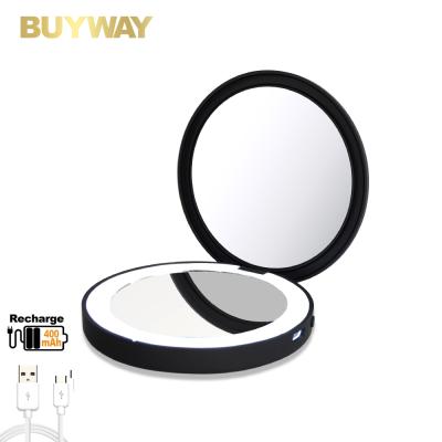 China Wholesale Custom Travel Rechargeable Compact Hand Lighted Led Fold Smart Vanity Mirror for sale