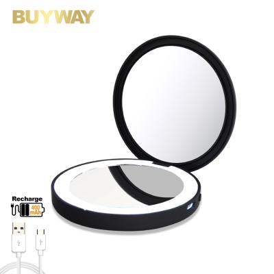 China 2021 Hot Sale Rechargeable Led Lighted Pocket Makeup Portable Handheld Mirror for sale