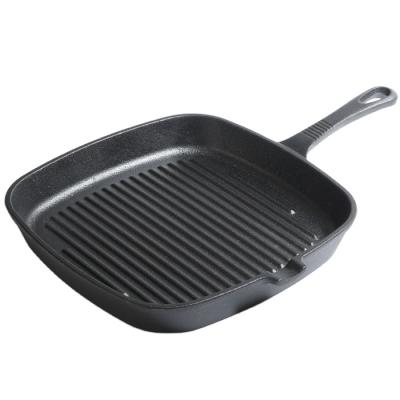 China 2021 Best Selling High Quality CLASSIC Cast Iron Frying Pan Strip Square Griddle Steak Pan YQ-C004 for sale