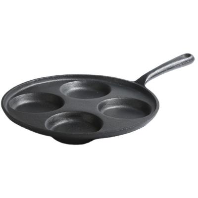 China Best Selling High Quality Cast Iron Easy Frying Pan Four Hole Fried Eggs Cooker Handle Pan YQ-C008 for sale