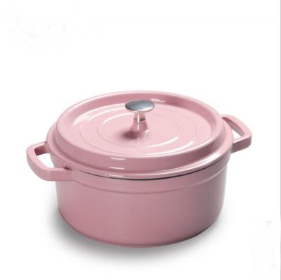 China Wholesale Sustainable Blue Red Rose Cast Iron Enamel Casserole Pot For Cooking for sale