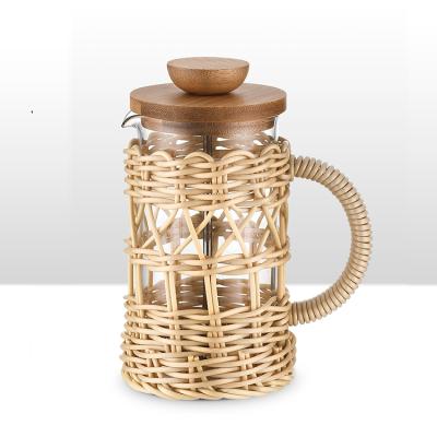 China Viable Custom Different Size Borosilicate Glass Espresso Coffee Maker French Press With Bamboo Lid for sale