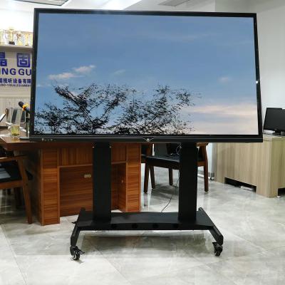 China New Design 65-86 Inch Cold Rolled Steel Mobile TV Cart Stand Swivel Large 90 Degree Lifting And Tilting Electric TV Bracket Conference System for sale