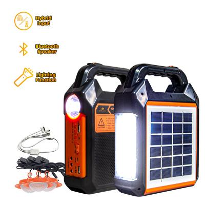 China Entelechy 10w 20w 30w 50w Home Portable Solar Generator Lighting Kit Light System with Speaker, FM Radio and Three Bulbs for sale