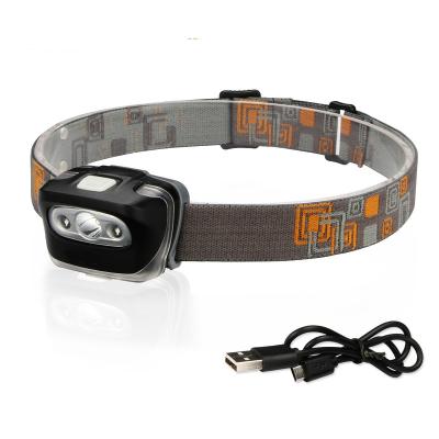 China High Quality Camping Rechargeable LED Headlamp With Emergency Warning Red Light for sale