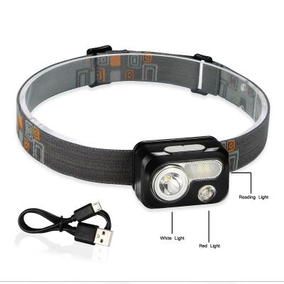 China High Quality Rechargeable Camping Camera Style LED Headlight With Emergency Warning Red Light for sale