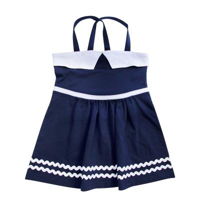 China Summer Tank Tops Navy Blue Kid Baby Criss Cross Tunic Hot Sale Breathable Baby Top Shirts for sale