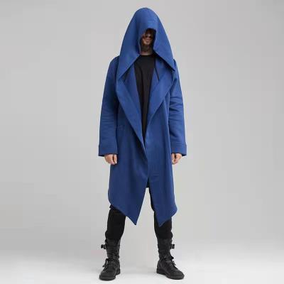 China 2021 Winter Solid Side Anti-wrinkle Pockets Wool Crossover Hooded Men Coat Casual Shell Clothing Black for sale